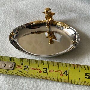 Mikimoto Golden angel And 1 Pearl Jewelry dish Silver Pin Pen tray